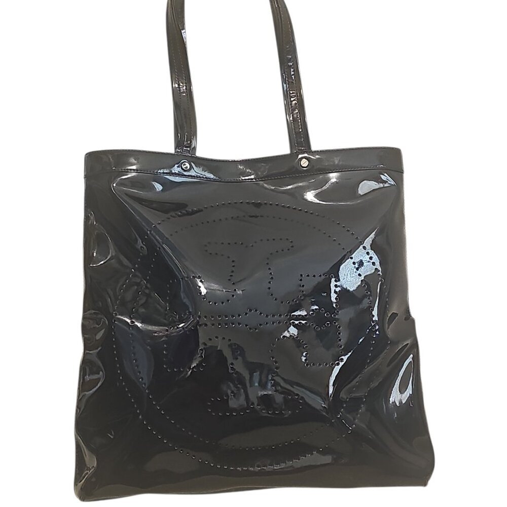 Tory Burch Black Patent Leather Ella Tote Bag
